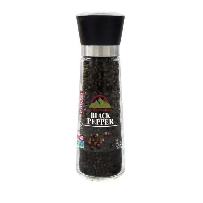 Black Pepper Whole Large Glass Grinder 6.17 oz | HIMALAYAN CHEF